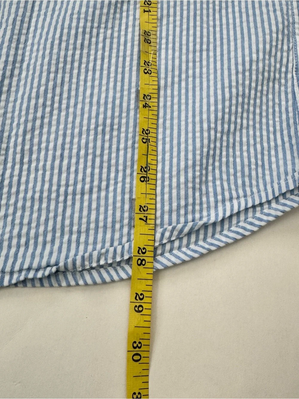 J.Crew Seersucker Slim Button Down Shirt Mens L Blue White Striped Long Sleeve